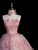 Pink Tulle Flower Strapless Prom Dress