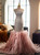 Pink Gray Tulle Mermaid Pleats Prom Dress