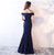 Off Shoulder Evening Formal Dresses 2017 Simple Navy Blue