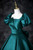 Green Satin Short Sleeve Pleats Bow Quinceanera Dress
