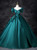 Green Satin Off the Shoulder Beading Quinceanera Dress