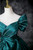 Green Satin Off the Shoulder Beading Quinceanera Dress