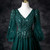 Dark Green V-neck Long Sleeve Sequins Prom Dress