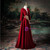 Red Velvet Long Sleeve Sequins Prom Dress