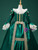 Green Satin Long Sleeve Lace Girl Vintage Dress