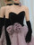 Purple Tulle Black Velvet Strapless Prom Dress