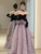 Purple Tulle Black Velvet Strapless Prom Dress