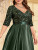Plus Size Green Satin Sequins Short Sleeve Prom Dress