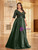Plus Size Green Satin Sequins Short Sleeve Prom Dress