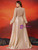 Plus Size Champagne Satin Lace Long Sleeve Prom Dress