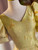 Yellow Print Puff Sleeve Quinceanera Dress