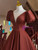 Coffee Satin Puff Sleeve Bow Quinceanera Dress
