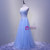 Light Blue Tulle Strapless Beading Prom Dress