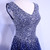 Blue Tulle V-neck Beading Sequins Prom Dress