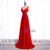 Red V-neck Backless Beading Prom Dress