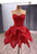 Red Ball Gown Strapless Sequins Beading Prom Dress With Detachable Hem