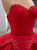 Red Ball Gown Strapless Sequins Beading Prom Dress With Detachable Hem