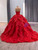 Red Ball Gown Strapless Sequins Beading Prom Dress With Detachable Hem