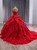 Red Ball Gown Strapless Sequins Beading Prom Dress With Detachable Hem