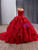 Red Ball Gown Strapless Sequins Beading Prom Dress With Detachable Hem