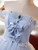 Blue Tulle Lace Off the Shoulder Bow Homecoming Dress