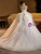 White Tulle Strapless Flower Beading Wedding Dress
