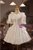 White Satin Lace Short Sleeve Homecoming Dress