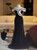 Simple Black Mermaid Velvet Off the Shoulder Prom Dress