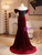 Burgundy Mermaid Velvet Beading Prom Dress