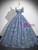 Blue Tulle Puff Sleeve Butterfly Quinceanera Dress