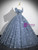 Blue Tulle Puff Sleeve Butterfly Quinceanera Dress