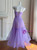 Purple Tulle Spaghetti Straps Pleats Prom Dress