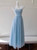 Blue Tulle Pleats Puff Sleeve Straps Short Prom Dress