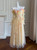 Yellow Tulle Lace Straps Flower Long Sleeve Prom Dress