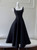 Black Satin Straps Homecoming Dress