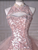 Pink Mermaid Sequins Tulle Backless Prom Dress