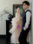 Pink Tulle Sequins Strapless Pleats Prom Dress