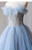 Blue Tulle Strapless Beading Pleats Prom Dress