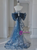 Silver Mermaid Sequins Blue Tulle Strapless Prom Dress