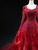 Burgundy Tulle Square Neck Beading Prom Dress