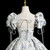 Silver Gray Square Neck Puff Sleeve Pleats Beading Quinceanera Dress