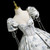 Silver Gray Square Neck Puff Sleeve Pleats Beading Quinceanera Dress