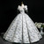 Silver Gray Square Neck Puff Sleeve Pleats Beading Quinceanera Dress