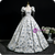 Silver Gray Square Neck Puff Sleeve Pleats Beading Quinceanera Dress