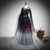 Gradient Black Scoop Neck Tulle Prom Dress