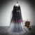 Gradient Black Scoop Neck Tulle Prom Dress