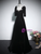 Black Velvet Short Sleeve Crystal Prom Dress