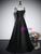 Black Satin Spaghetti Straps Bow Prom Dress