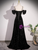 Black Sequins Spaghetti Straps Bow Prom Dress