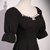 Black Short Sleeve Pearls Prom Dress